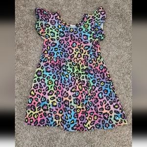 Girls rainbow cheetah print dress